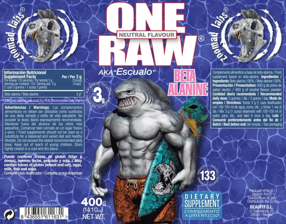 Zoomad Labs One Raw Beta Alanine 400gm - 133 Servings - OX Muscle