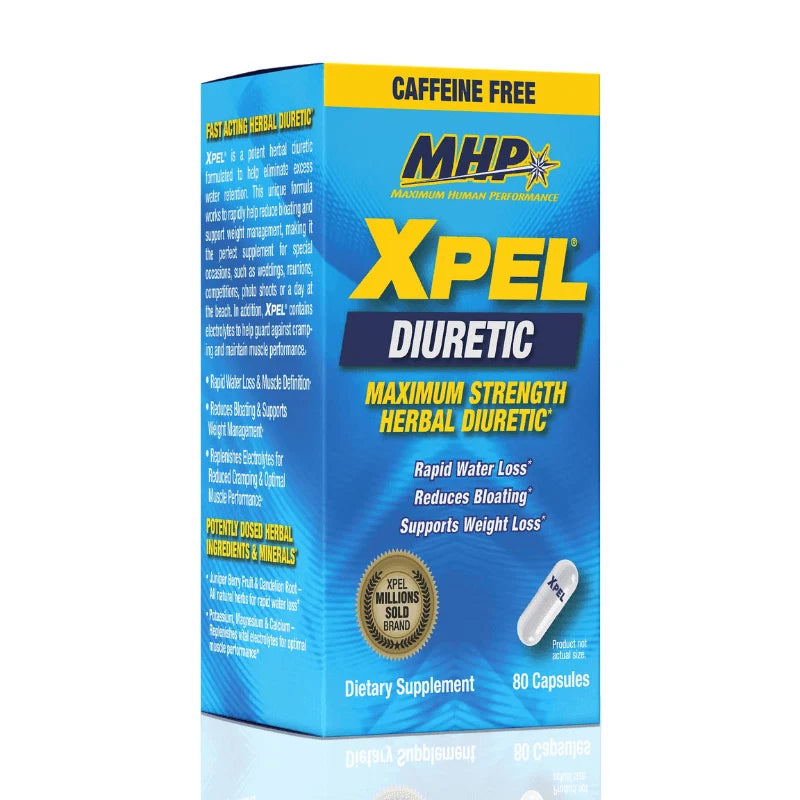 MHP XPEL® Diuretic, Maximum Strength, Caffeine Free 80 Capsules - OX Muscle