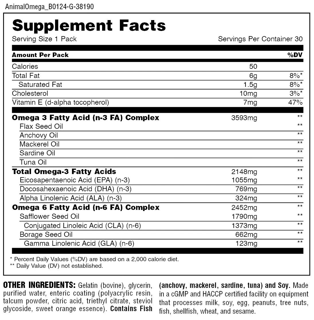Universal Nutrition Animal Omega-3 &amp; EFAS 30 Packs - OX Muscle