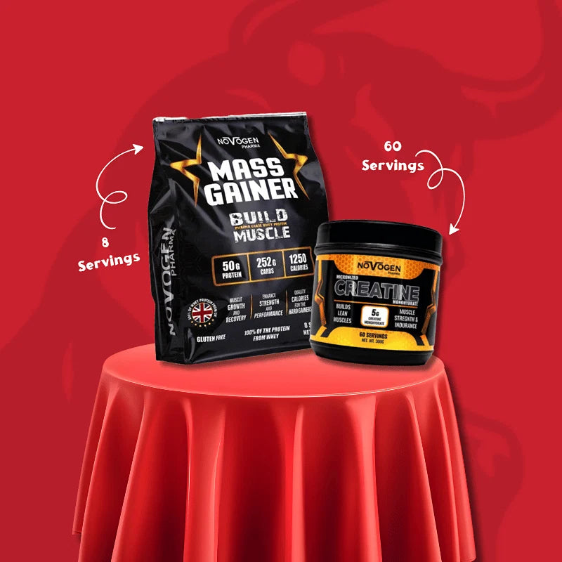 novogen pharma mass gainer 8 servings & creatine 60 servings