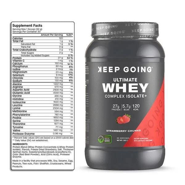 Keep Going Ultimate Whey Complex Isolate+ 1kg - 30 Servings - OX Muscle