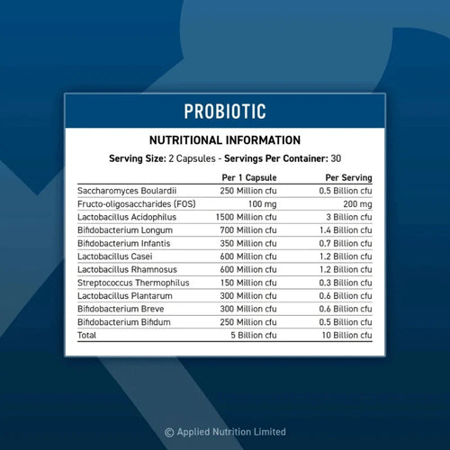 applied nutrition probiotic advanced multi-strain formula - 60 capsules - OX Muscle