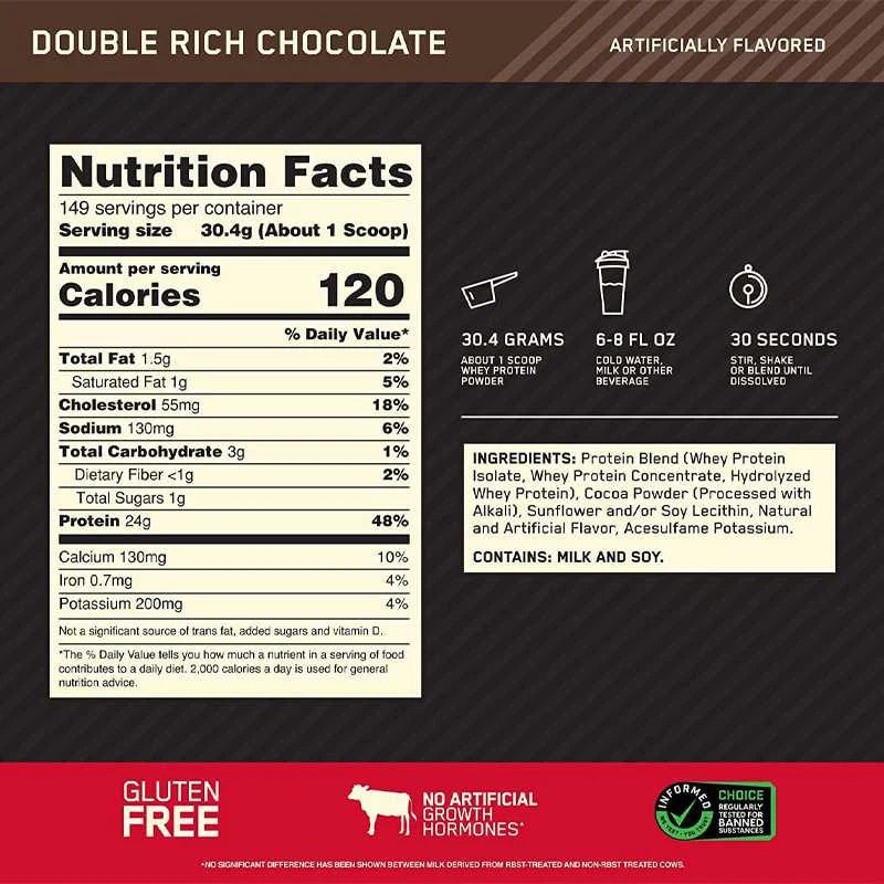 Optimum Nutrition Gold Standard 100% Whey - 4.5kg - 146 Serv - OX Muscle