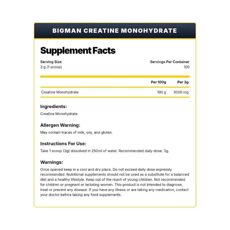 Big Man Creatine Monohydrate 90gm - 30 serv - OX Muscle