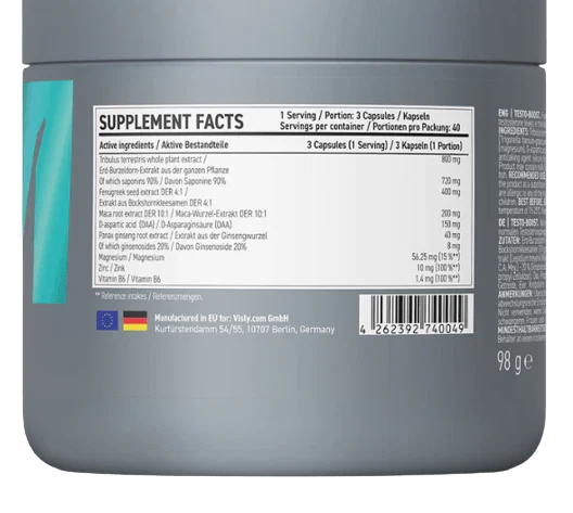Visly Testo Boost 120 Capsules - OX Muscle