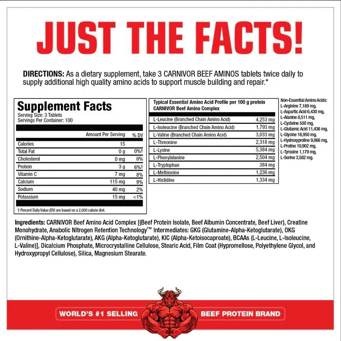 Muscle Meds Carnivor Beef Aminos - 300 Tablets - OX Muscle