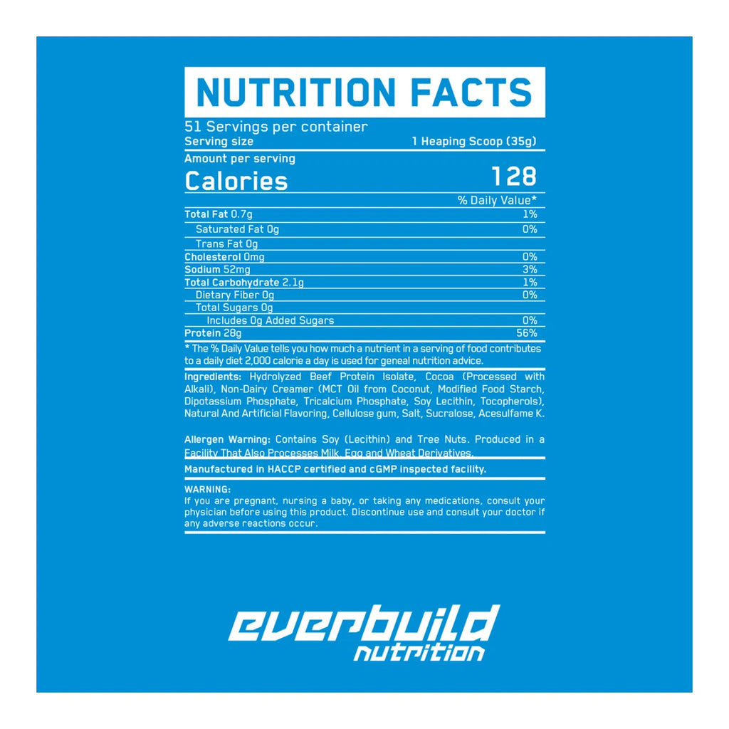 ever build nutrition 100% beef protein isolate 25 servings - OX Muscle