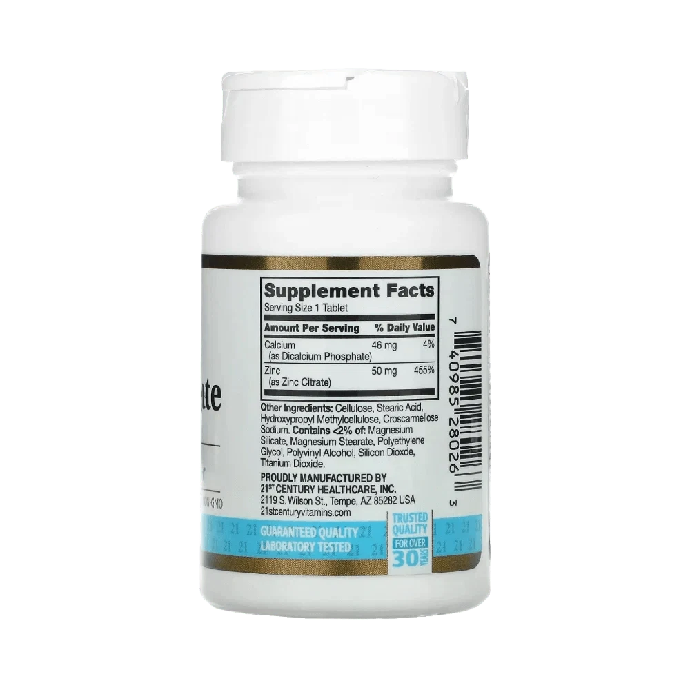 21ST CENTURY® Zinc Citrate 50mg 60 Tablets - OX Muscle