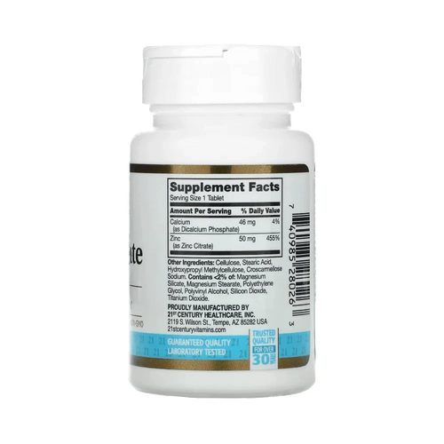 21ST CENTURY® Zinc Citrate 50mg 60 Tablets - OX Muscle