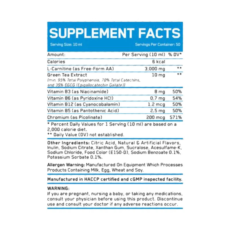 ever build nutrition l-carnitine liquid 50 servings - OX Muscle