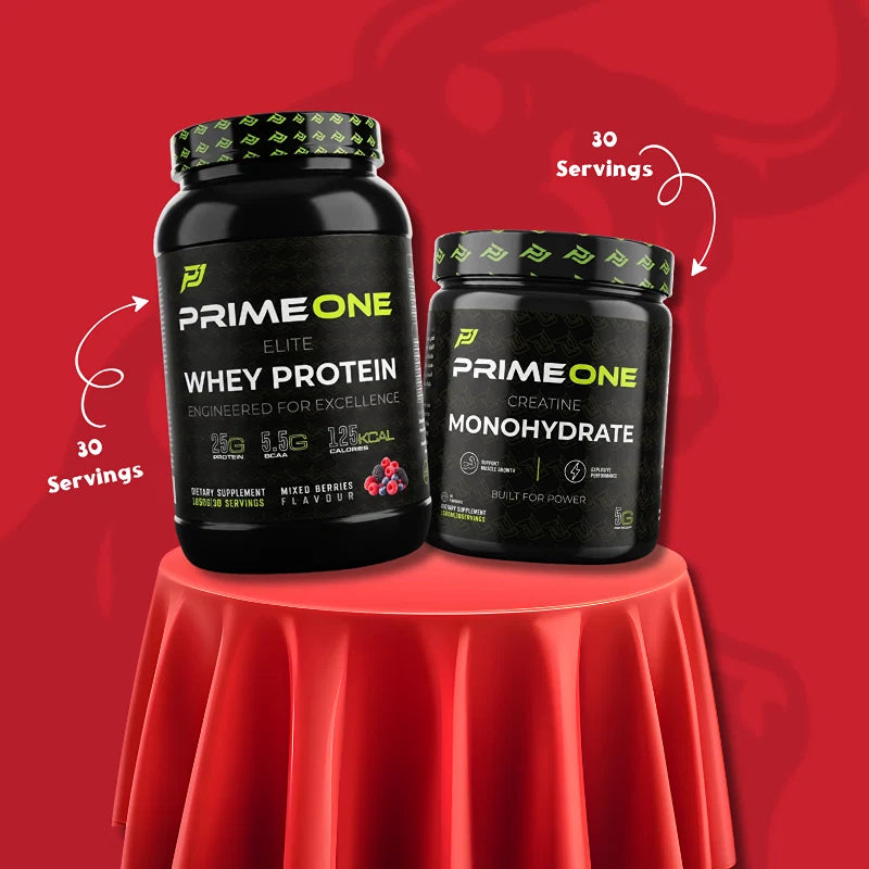 prime one whey protein 30 servings & creatine 30 servings