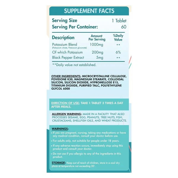Organic Nation Potassium Blend - 60Tablets - 60 serv - OX Muscle
