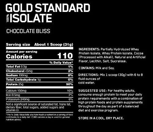 Optimum Nutrition Gold Standard 100% Isolate 2.3kg - 75 servings - OX Muscle
