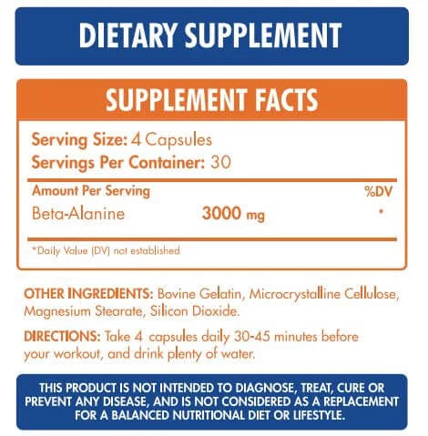 Max Muscle Beta Alanine 3000mg 120 Capsules - OX Muscle