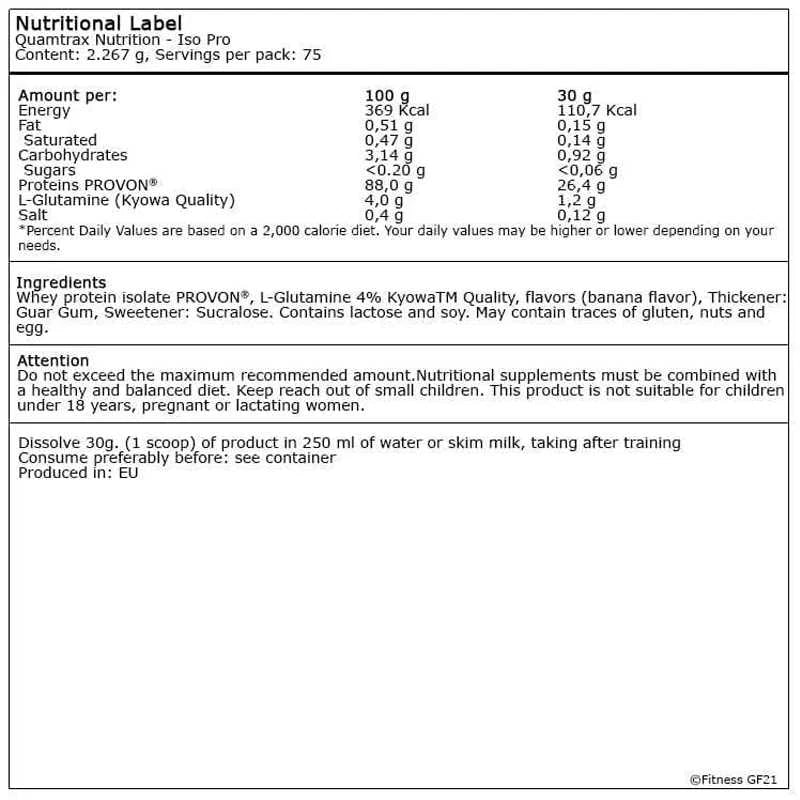 Quamtrax Nutrition Iso Pro - OX Muscle