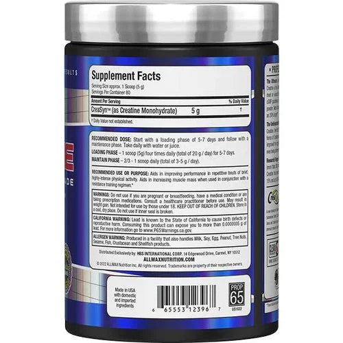 Allmax Creatine Monohydrate 400gm 80 servings - OX Muscle