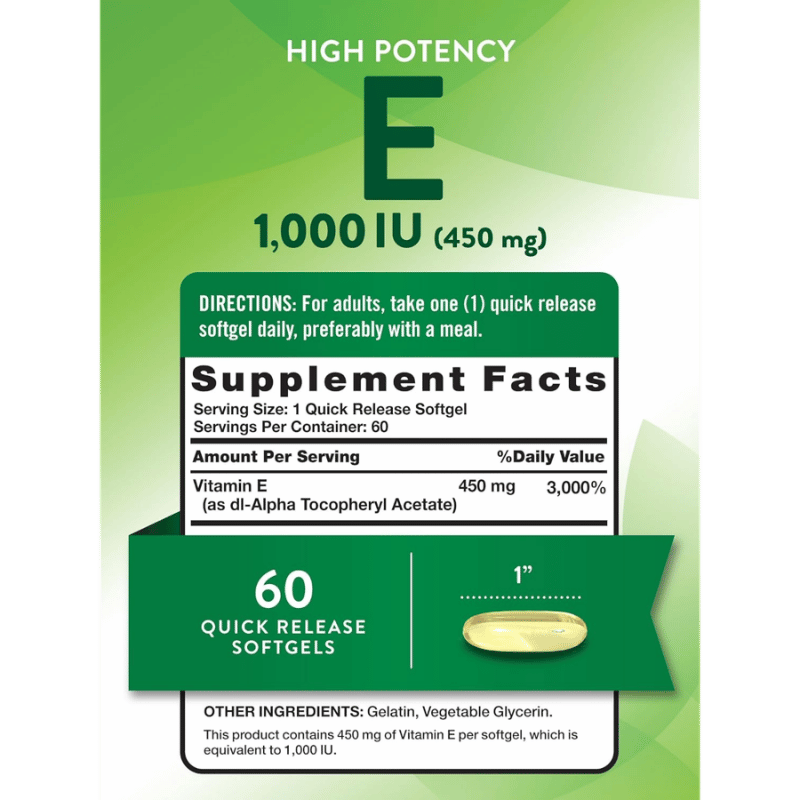 Nature’s Truth, Vitamin E, 450 mg (1,000 IU), 60 Softgels, 60 Servings