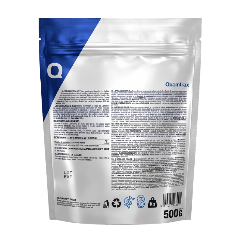 Quamtrax L-Citrulline Malate, 500gm, 100 servings