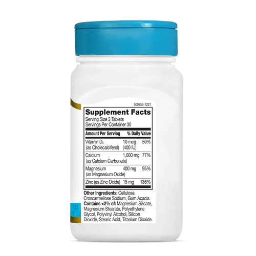 21ST CENTURY® Calcium Magnesium Zinc + D3 - OX Muscle