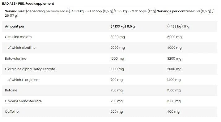 BAD ASS® PRE 50 servings - OX Muscle
