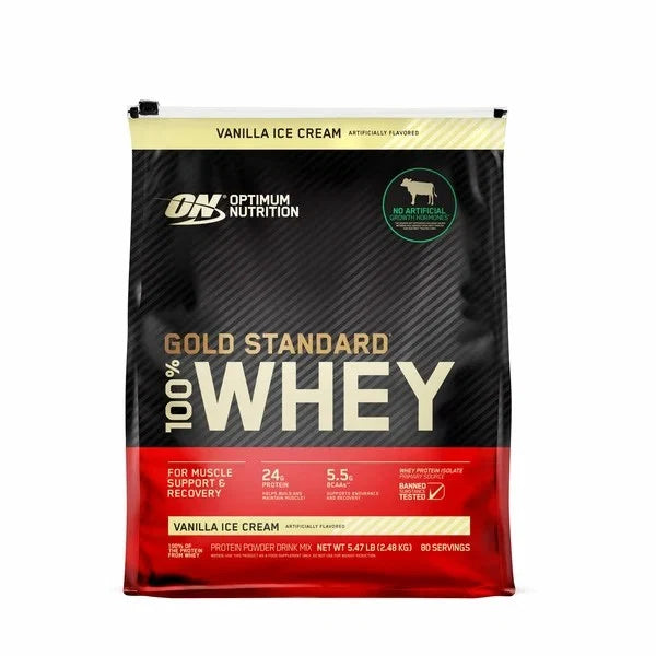 Optimum Nutrition Gold Standard 100% Whey -2480 g - 80 Servings - OX Muscle