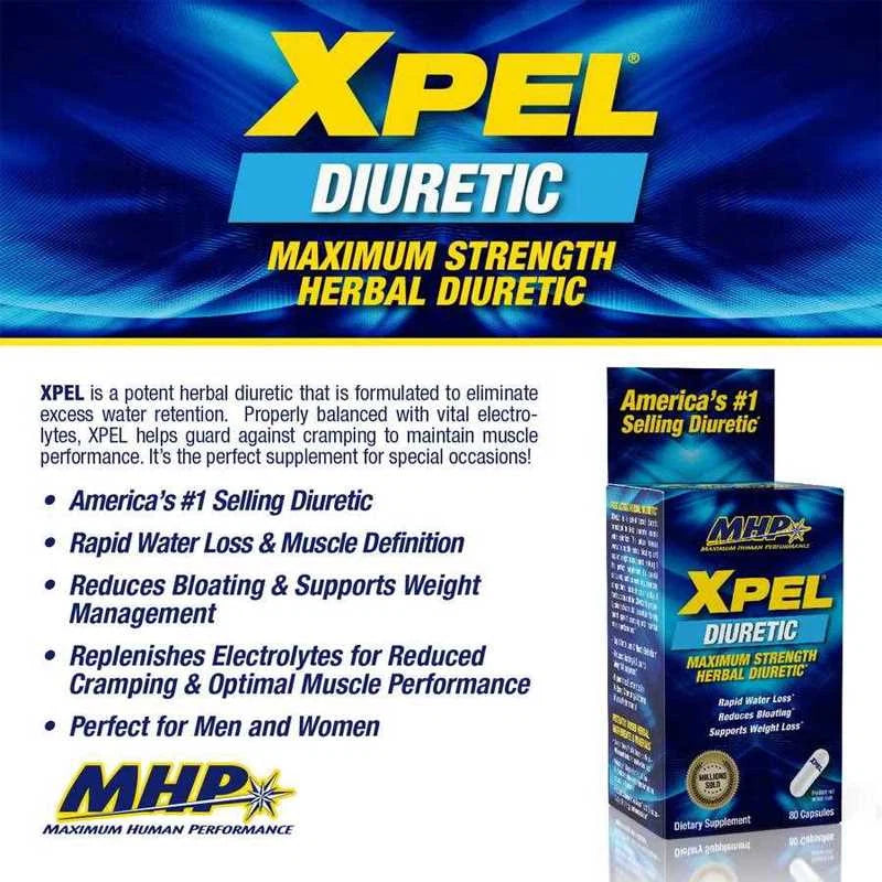 MHP XPEL® Diuretic, Maximum Strength 80 Capsules - OX Muscle