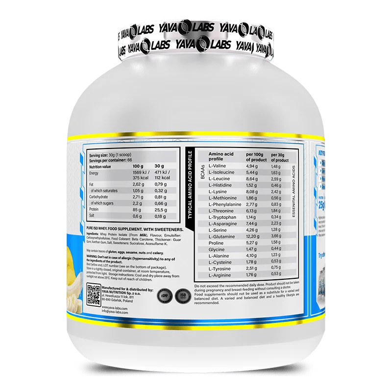 Yava Labs Pure Iso Whey 2kg - 66 serv - OX Muscle