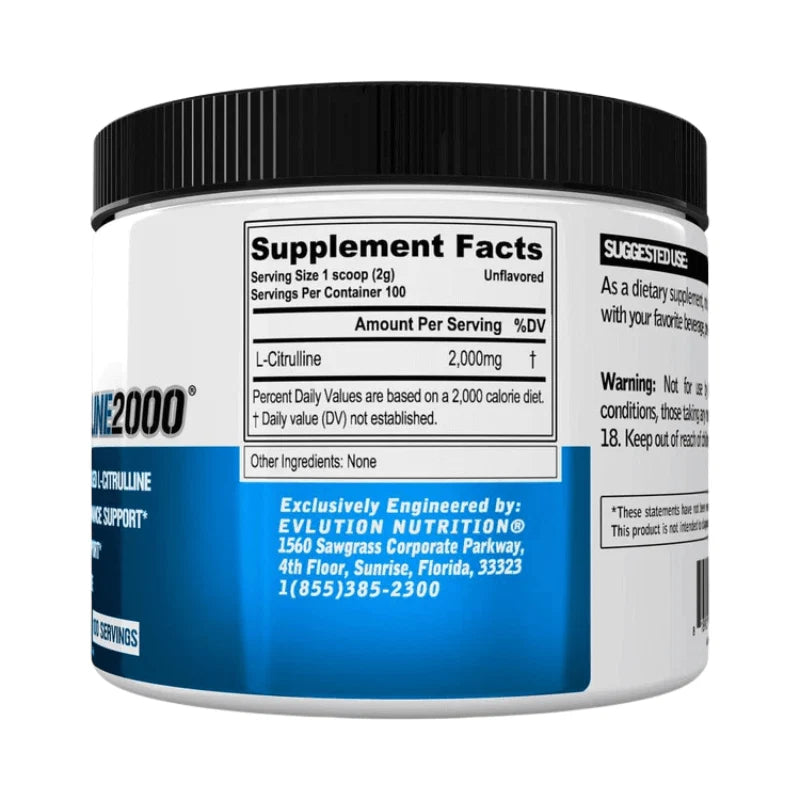 EVL Evolution Nutrition L-Citrulline 2000mg - OX Muscle