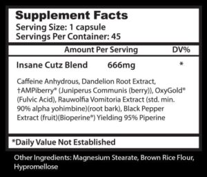 Insane Labz Insane Cutz 45 Capsules Burn Body Fat - Image 2