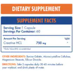 Max Muscle Creatine HCL 750mg 60 Capsules - Image 2
