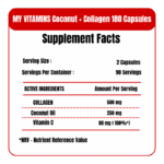 MY VITAMINS Coconut + Collagen 180 Capsules - Image 2