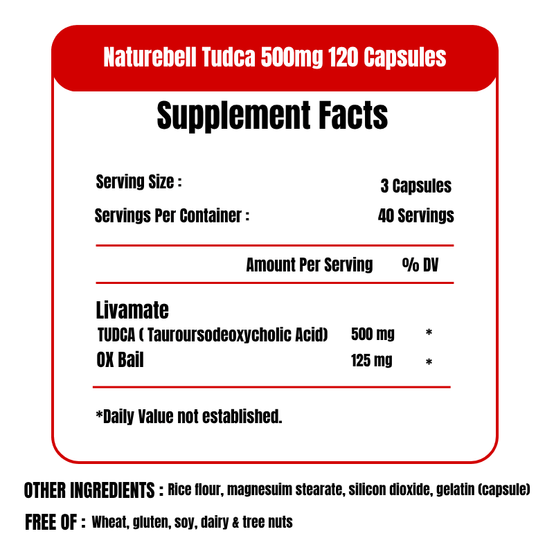 Naturebell-Tudca-500mg-120-Capsules-Egypt-supplement-facts